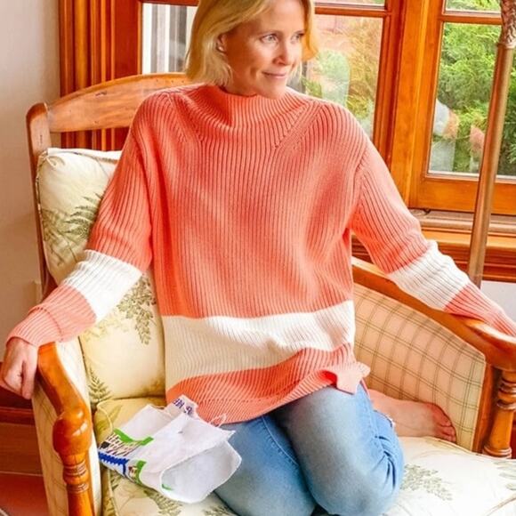 Tuckernuck Sweaters - Tuckernuck Broadway Stripe Colorblock Knit Mockneck Sweater Size XXL